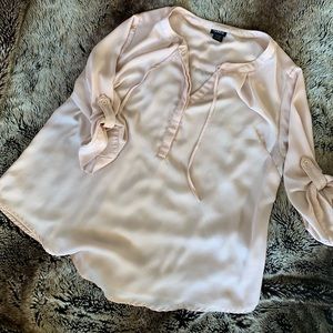 Torrid light pink half button blouse, roll sleeve